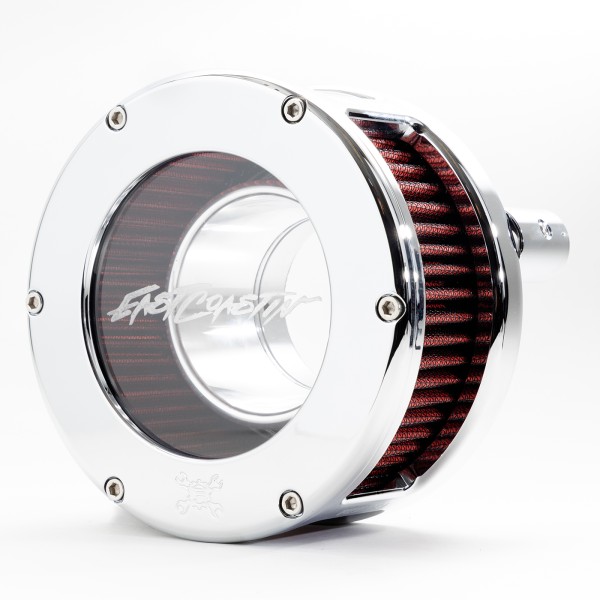 EAST COASTIN BA Air Cleaner Kit, Chrome finish, Red filter