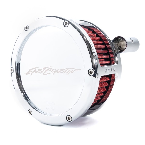 EAST COASTIN BA Air Cleaner Kit, Chrome finish, Red filter