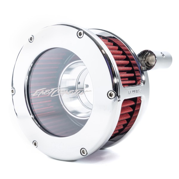 EAST COASTIN BA Air Cleaner Kit, Chrome finish, Red filter