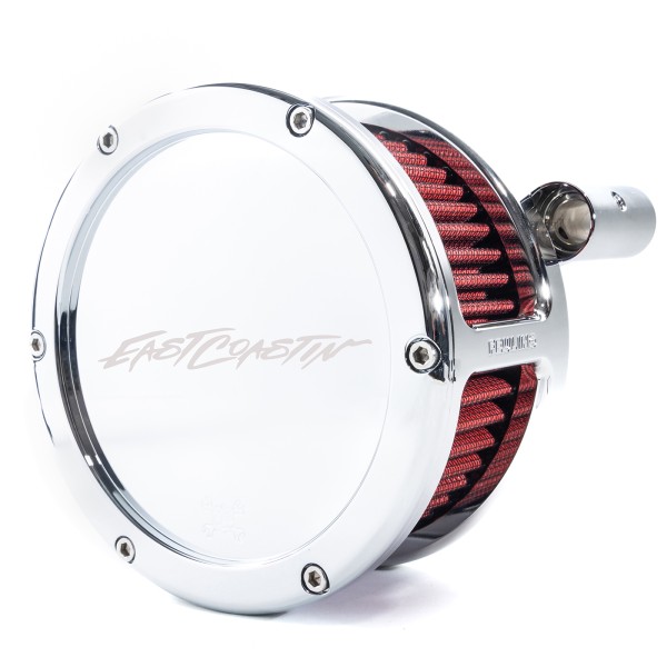 EAST COASTIN BA Air Cleaner Kit, Chrome finish, Red filter