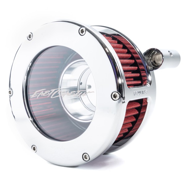 EAST COASTIN BA Air Cleaner Kit, Chrome finish, Red filter
