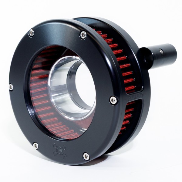 BA Air Cleaner Kit Slim, Black finish, Red filter