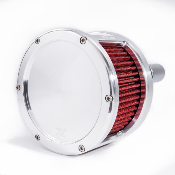 BA Race Series Air Cleaner Kit, Race Series tall cage, Raw finish, Red filter,