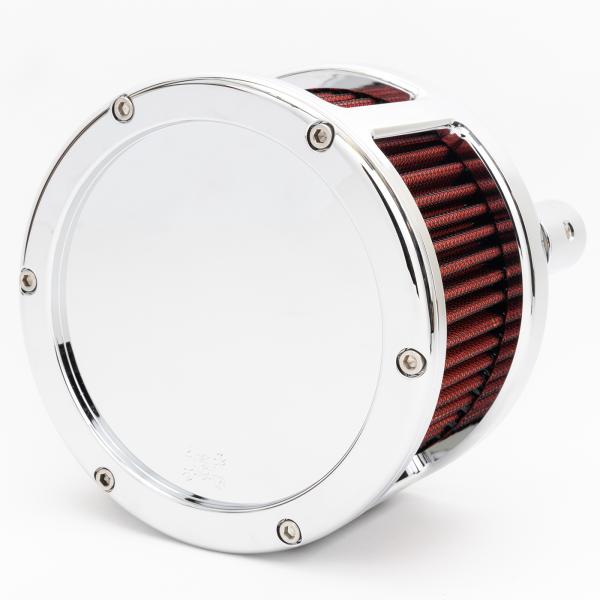 BA Race Series Air Cleaner Kit, Race Series tall cage, Chrome finish, Red filter