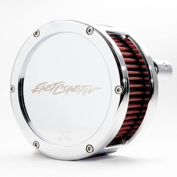 EAST COASTIN BA Air Cleaner Kit, Chrome finish, Red filter