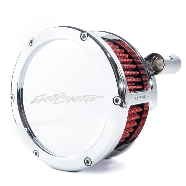 EAST COASTIN BA Air Cleaner Kit, Chrome finish, Red filter