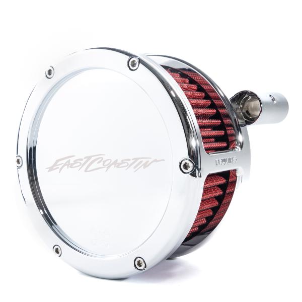 EAST COASTIN BA Air Cleaner Kit, Chrome finish, Red filter