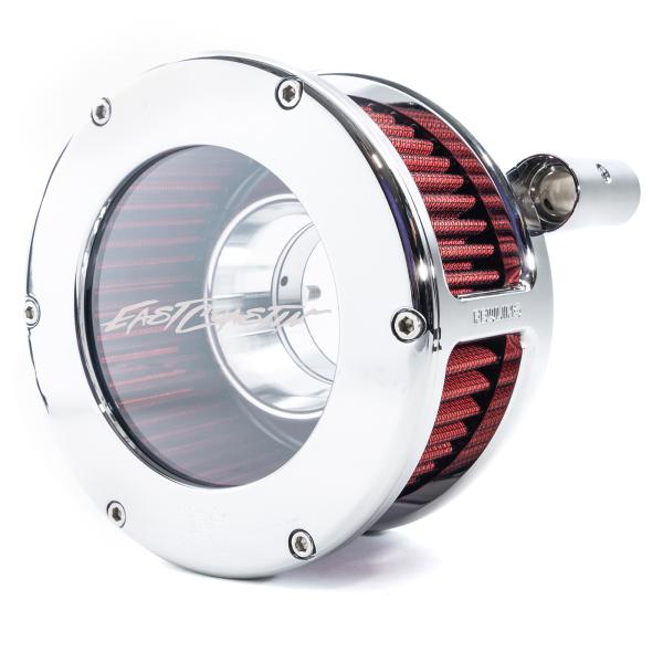 EAST COASTIN BA Air Cleaner Kit, Chrome finish, Red filter