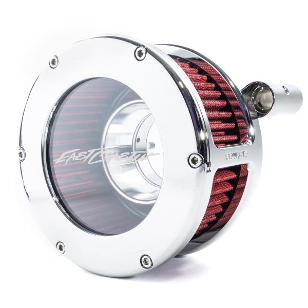 EAST COASTIN BA Air Cleaner Kit, Chrome finish, Red filter