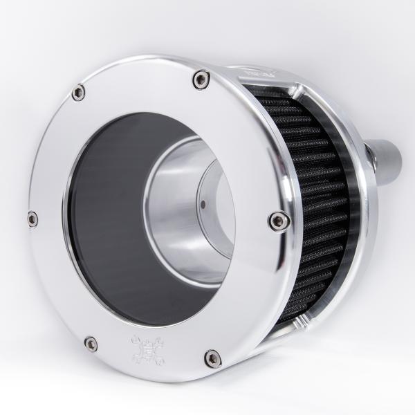 BA Race Series Air Cleaner Kit, Race Series tall cage, Raw finish, Black filter