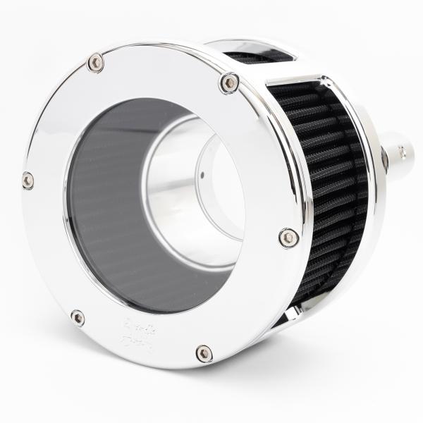 BA Race Series Air Cleaner Kit, Race Series tall cage, Chrome finish, Red filter